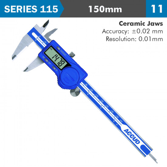Dig. Caliper 150mm 0.02mm Acc. Ceram. Jaws S/steel 0.01mm Res. Dig. Caliper 150mm 0.02mm Acc. Ceram. Jaws S/steel 0.01mm Res.