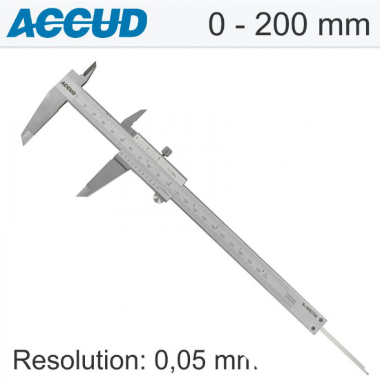 Vernier Caliper 200mm 0.05mm Acc. Din862 0.05mm Grad. S/steel Vernier Caliper 200mm 0.05mm Acc. Din862 0.05mm Grad. S/steel