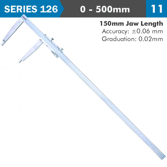 Vernier Caliper 500mm 0.06mm Acc. 150mm 0.02mm Grad S/steel Vernier Caliper 500mm 0.06mm Acc. 150mm 0.02mm Grad S/steel