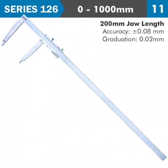 Vernier Caliper 1000mm 0.08mm Acc. 200mm 0.02mm Grad S/steel Vernier Caliper 1000mm 0.08mm Acc. 200mm 0.02mm Grad S/steel