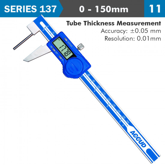 Dig. Tube Thickness Caliper 150mm 0.05mm Acc. 0.01mm Res. S/steel Dig. Tube Thickness Caliper 150mm 0.05mm Acc. 0.01mm Res. S/steel