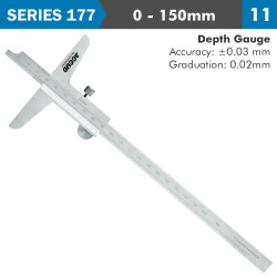Vernier Depth Caliper 150mm 0.03mm Acc. 0.02mm Grad. S/steel