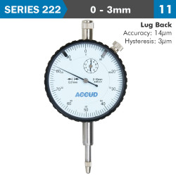Dial Indicator 3mm 0.01mm Grad. Lug Back