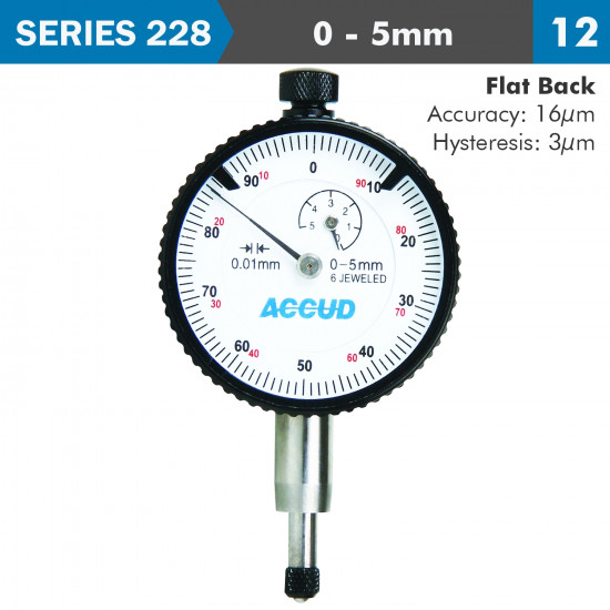 Shockproof Dial Indicator Flat Back 5mm