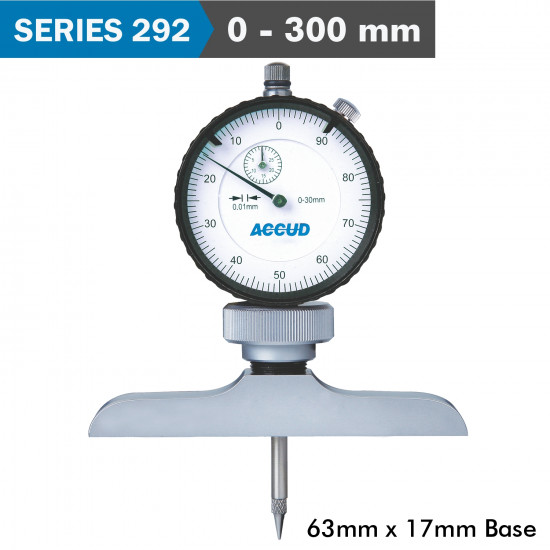 Dial Depth Guage 300mm 0.01mm Grad. 63x 17mm Base Dial Depth Guage 300mm 0.01mm Grad. 63x 17mm Base