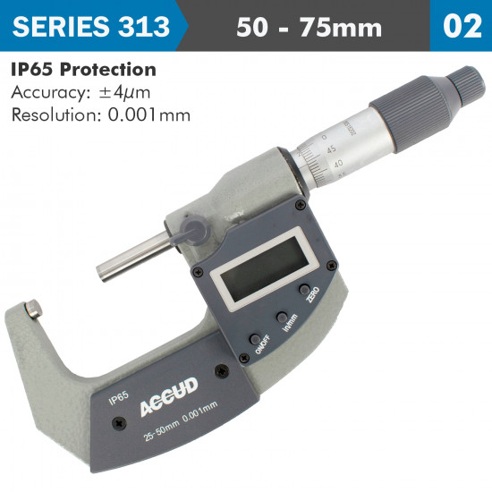Dig. Outside Micrometer 50-75mm 0.004mm Acc. Ip65 0.001mm Res. Dig. Outside Micrometer 50-75mm 0.004mm Acc. Ip65 0.001mm Res.