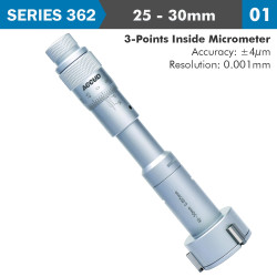 3 Points Inside Micrometer 25-30mm 0.004mm Acc. 0.005mm Grad.