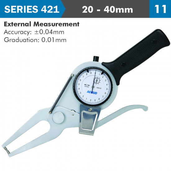 Ext. Dial Caliper Gauge 20-40mm 0.04mm Acc. 0.01mm Grad. Jaw Length 60