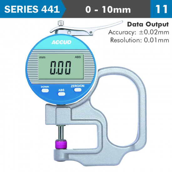 Dig. Thickness Gauge 10mm 0.02mm Acc. 0.01mm Res. Ceramic Anvil Dig. Thickness Gauge 10mm 0.02mm Acc. 0.01mm Res. Ceramic Anvil