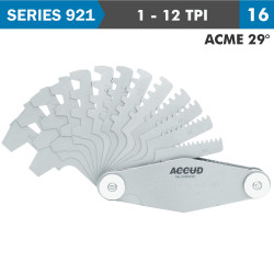 Pitch Gauge 1-12tpi 2acme29 Deg. Thread 16 Leaves 0.07mm Acc.