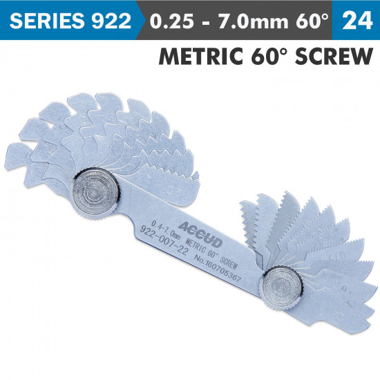 Pitch Gauge 0.25-7mm 24 Leaves Metric 60deg. Screw 0.07mm Acc. Pitch Gauge 0.25-7mm 24 Leaves Metric 60deg. Screw 0.07mm Acc.