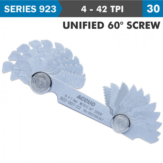 Pitch Gauge 4-42tpi 30 Leaves Unified 60deg. Screw 0.07mm Acc. Pitch Gauge 4-42tpi 30 Leaves Unified 60deg. Screw 0.07mm Acc.