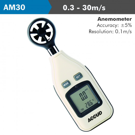 Digital Anemometer 0.3-30m/s 5% Acc. 0.m Digital Anemometer 0.3-30m/s 5% Acc. 0.m