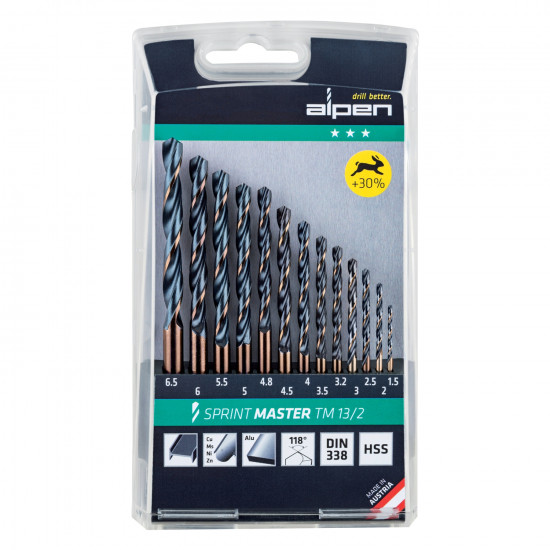 Hss Sprint Drill Bit Set 13 Piece 1.5-6.5 3.2+4.8 Hss Sprint Drill Bit Set 13 Piece 1.5-6.5 3.2+4.8