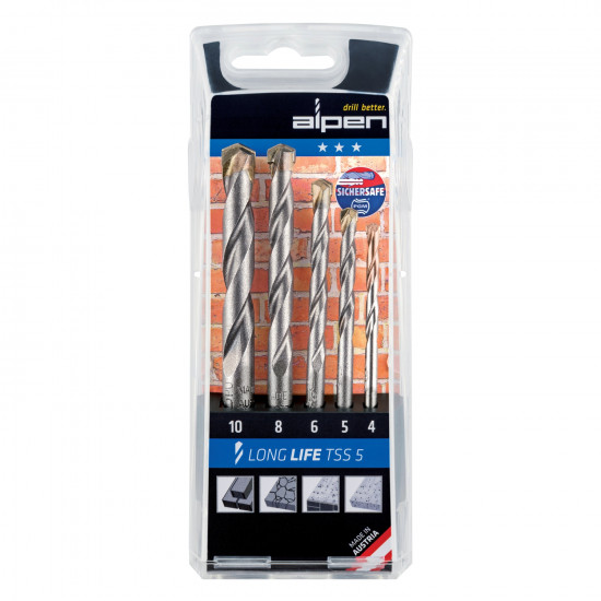 Masonry Drill Bit Set 5 Piece Long Life 4 5 6 8 10 Masonry Drill Bit Set 5 Piece Long Life 4 5 6 8 10