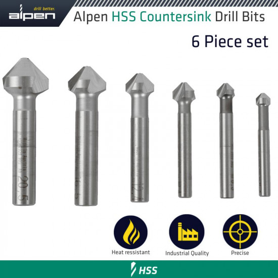 Hss Countersink Set 90 Different Partition 6 Pcs 6.3 8.3 10.4 16 Hss Countersink Set 90 Different Partition 6 Pcs 6.3 8.3 10.4 16