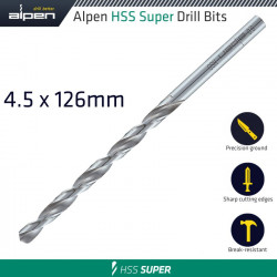 Hss Drill Bit Long 4.5 X 126mm Bulk