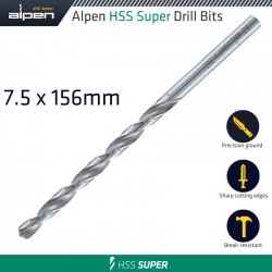 Hss Drill Bit Long 7.5 X 156mm Bulk