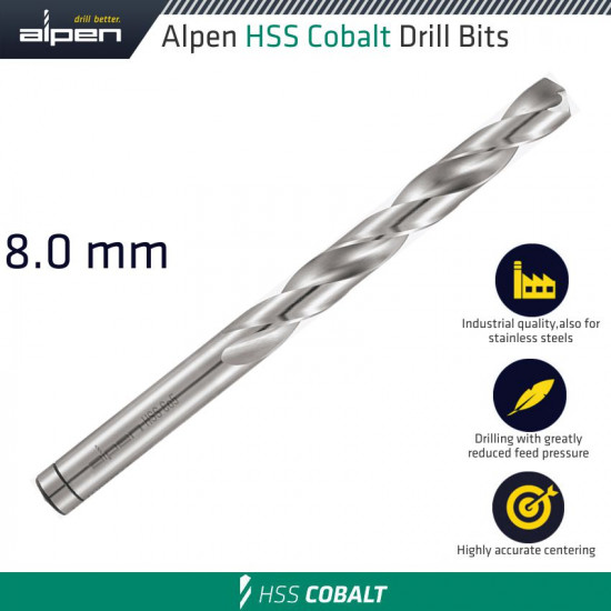 Hss Cobalt Din 338 8.0mm Bulk Hss Cobalt Din 338 8.0mm Bulk