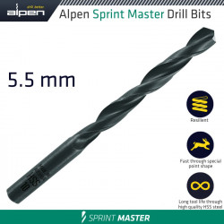 Hss Sprint Master 5.5mm X1 615055 Sleeved Din338 ALPEN Drill Bit