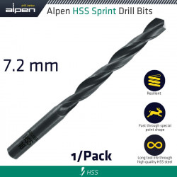 Hss Sprint Drill Bit 7.2mm 1/pack