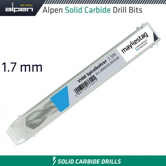 ALPEN Solid Carbide Drill Bit 1.7 ALPEN Solid Carbide Drill Bit 1.7