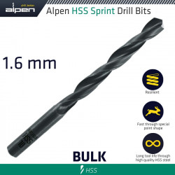 Hss Sprint Drill Bit 1.6mm Bulk Ind.pack