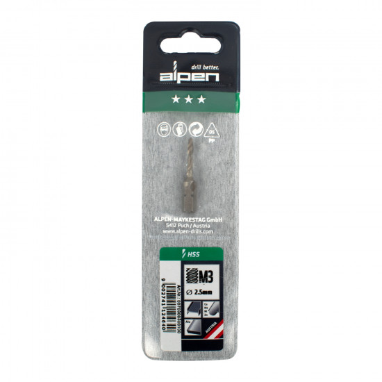 ALPEN Combination Tap Plw M3 1/4' Shank ALPEN Combination Tap Plw M3 1/4' Shank