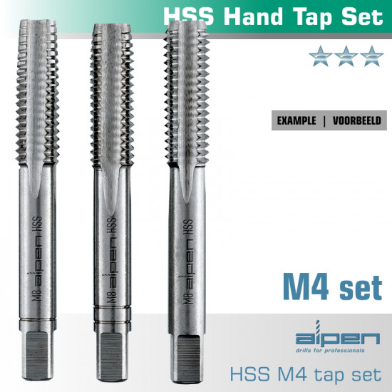 Hand Tap Set In Pouch M4 Hss 0.7mm Pitch Hand Tap Set In Pouch M4 Hss 0.7mm Pitch