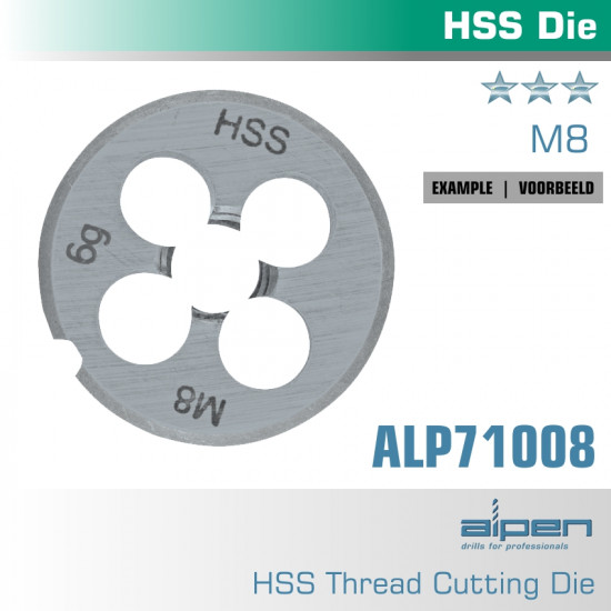 Die 8mm Round 25x9mm In Pouch Hss 1.25mm Pitch