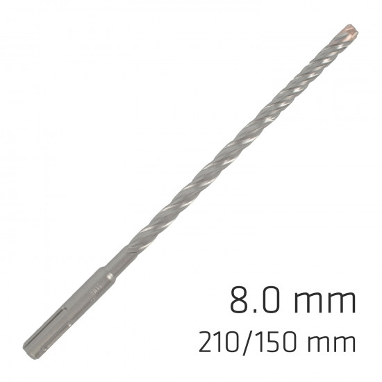 Force X 8.0 X 210/150 Sds-plus Rebar Drill Bit X4 Cutting Edges - Bulk Force X 8.0 X 210/150 Sds-plus Rebar Drill Bit X4 Cutting Edges - Bulk