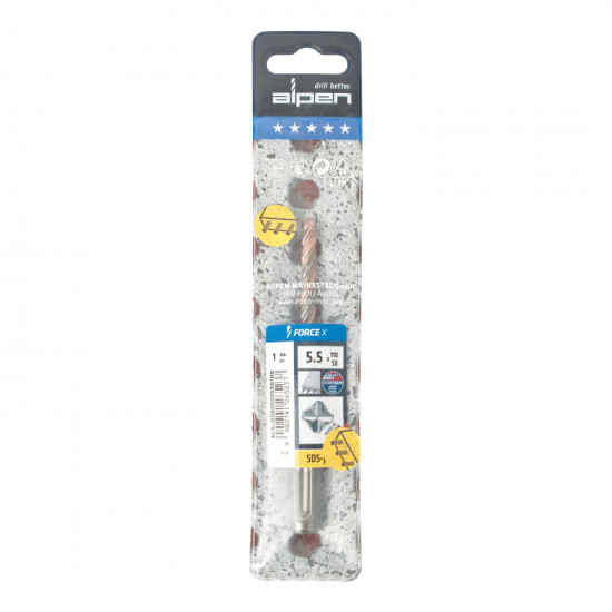 Force X 5.5 X 110/050 Sds-plus Rebar Drill Bit X4 Cutting Edges Force X 5.5 X 110/050 Sds-plus Rebar Drill Bit X4 Cutting Edges