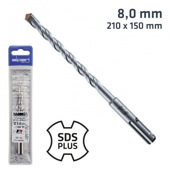 Sds Plus 210x150 8.0mm Hammer Bit Plastic Wallet Sds Plus 210x150 8.0mm Hammer Bit Plastic Wallet