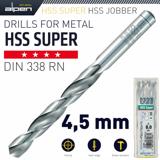 Hss Super Drill Bit 4.5mm Bulk