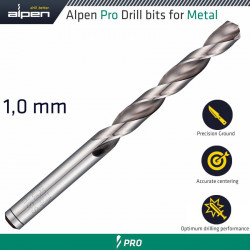 ALPEN Pro 1.0mm Hss Drill Din 338 Rn 135 With Split Point Bulk