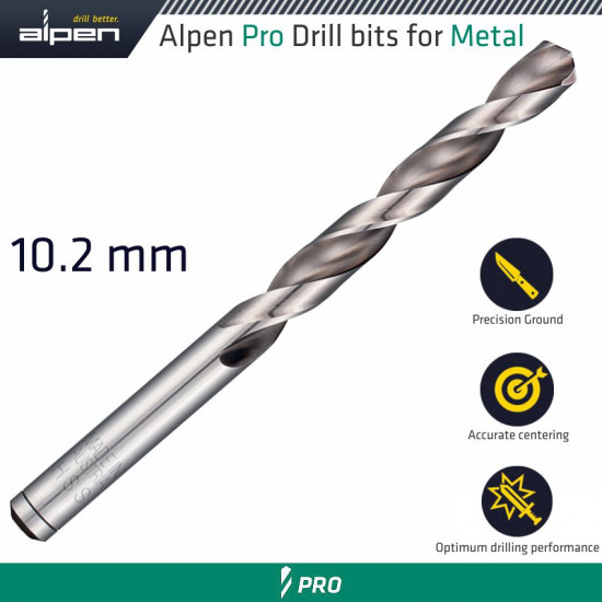 ALPEN Pro Hss Drill Din 338 Rn 135 With Split Point 10.2mm Bulk ALPEN Pro Hss Drill Din 338 Rn 135 With Split Point 10.2mm Bulk