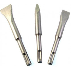 Sds Short Chisel Set Plastic Tube Point X140mm Flat 20x140 Wide 30x140