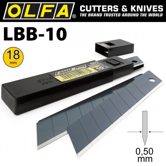 OLFA Blades Excel Black 10 Pack Ultra Sharp 18mm OLFA Blades Excel Black 10 Pack Ultra Sharp 18mm