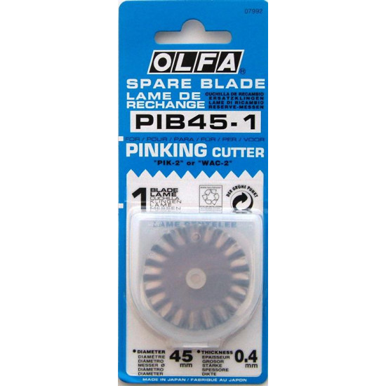 OLFA Blades Rotary Pinking Cutter 1/pk 45mm OLFA Blades Rotary Pinking Cutter 1/pk 45mm