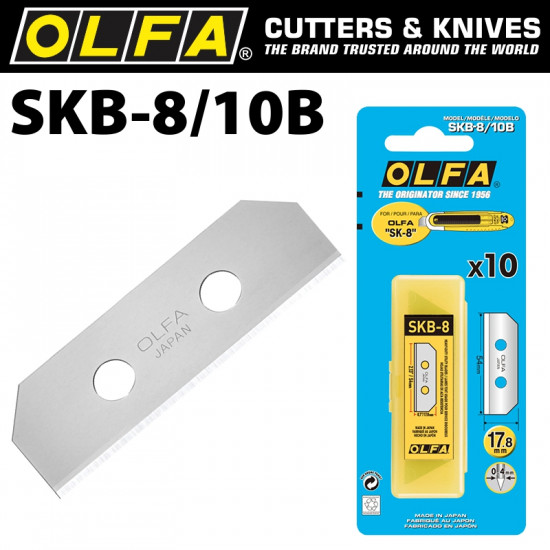 OLFA Blades (10) For Skb8 Safety Knife Carded 18mm OLFA Blades (10) For Skb8 Safety Knife Carded 18mm