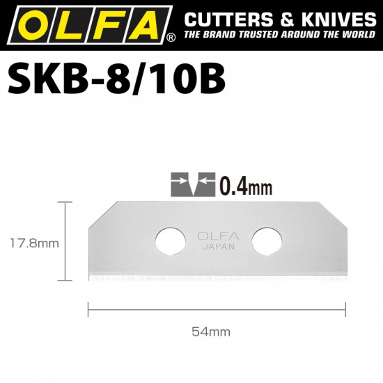 OLFA Blades (10) For Skb8 Safety Knife Carded 18mm OLFA Blades (10) For Skb8 Safety Knife Carded 18mm