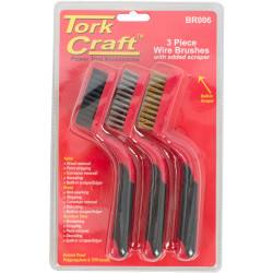 Soft Grip Wide Brush Set Brass Stainless Nylon In Blister Tcw