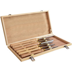 Chisel Set Wood Turning Hss 6 Piece Wooden Case