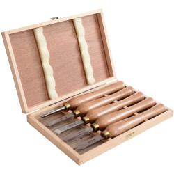 Chisel Set Wood Turning 270mm Hss 5 Piece Wood Case