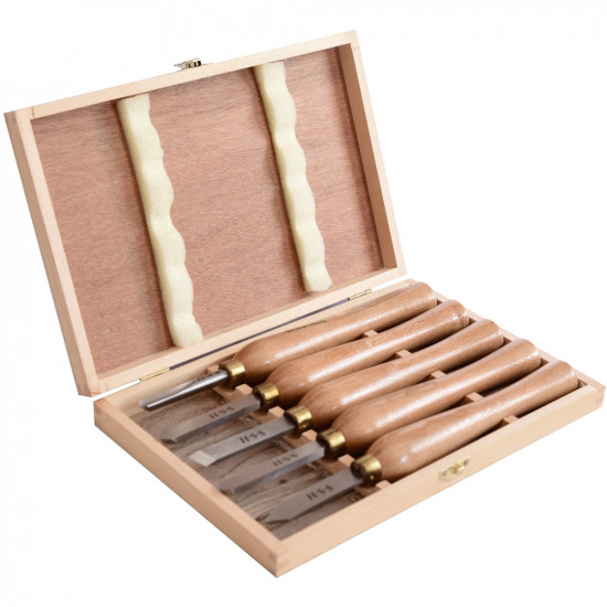 Chisel Set Wood Turning 270mm Hss 5 Piece Wood Case Chisel Set Wood Turning 270mm Hss 5 Piece Wood Case