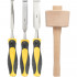 Chisel Set Wood 3 Piece Plus Wooden Mallet Blister
