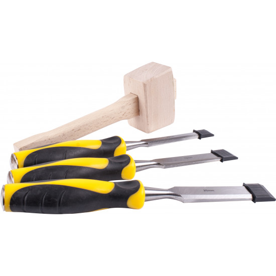 Chisel Set Wood 3 Piece Plus Wooden Mallet Blister Chisel Set Wood 3 Piece Plus Wooden Mallet Blister