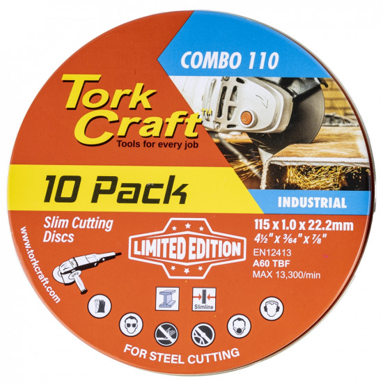Cutting Disc Ind. Metal 115 X 1.0 X 22.2 Mm 10pce Tin Case Cutting Disc Ind. Metal 115 X 1.0 X 22.2 Mm 10pce Tin Case