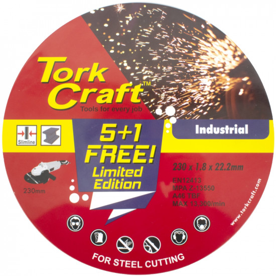 5+ 1 Cutting Disc Ind. Metal 230 X 1.8 X 22.2 Mm Tin Case 5+ 1 Cutting Disc Ind. Metal 230 X 1.8 X 22.2 Mm Tin Case