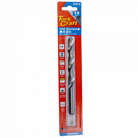 Drill Hss 14.0mm 135deg 1/card Reduced Shank Industrial Bit Drill Hss 14.0mm 135deg 1/card Reduced Shank Industrial Bit